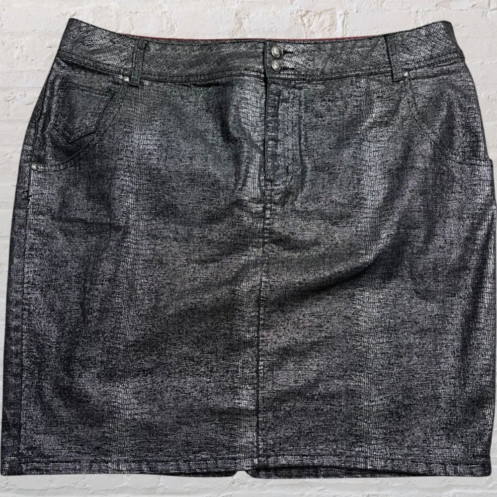 Metallic Lane Bryant Stretch Denim Skirt